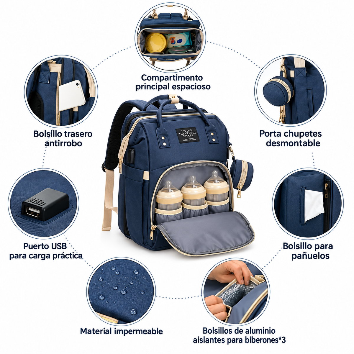 Mochila Pañalera con cuna plegable