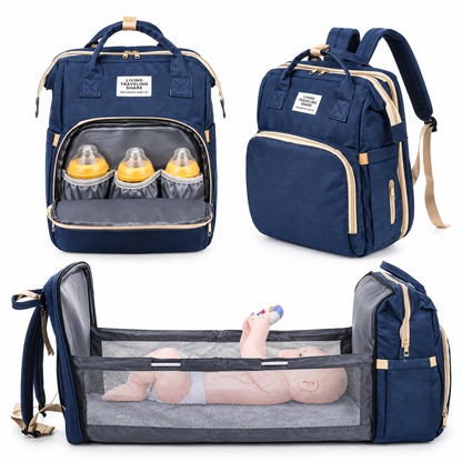 Mochila Pañalera con cuna plegable