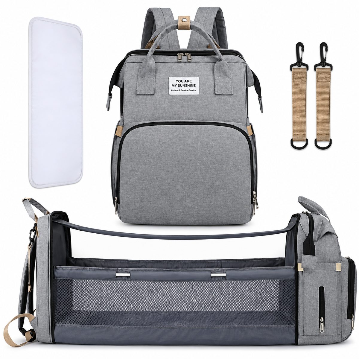 Mochila Pañalera con cuna plegable