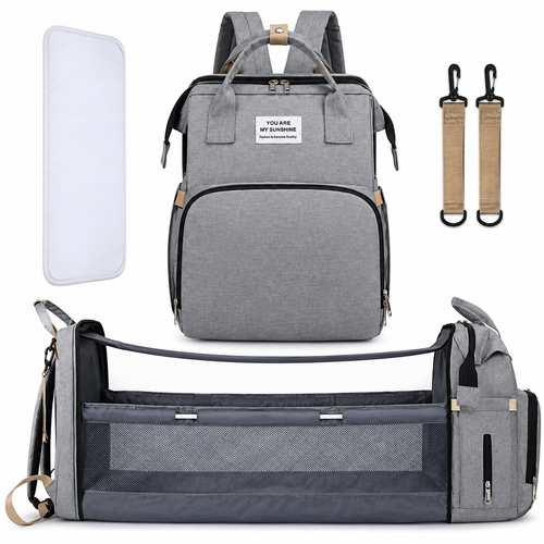 Mochila Pañalera con cuna plegable